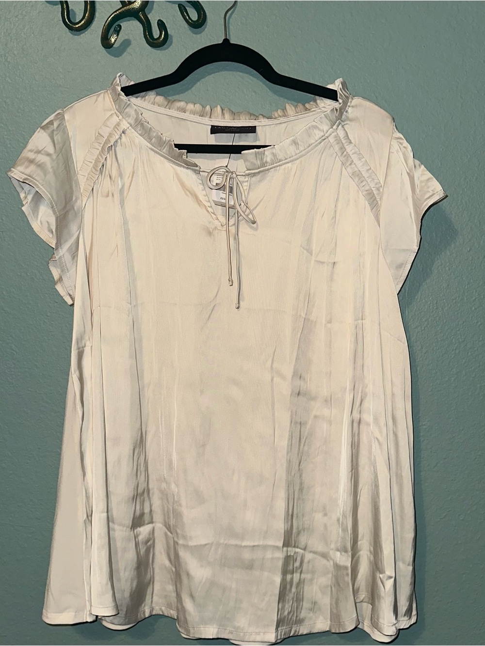 Satin flutter sleeve blouse